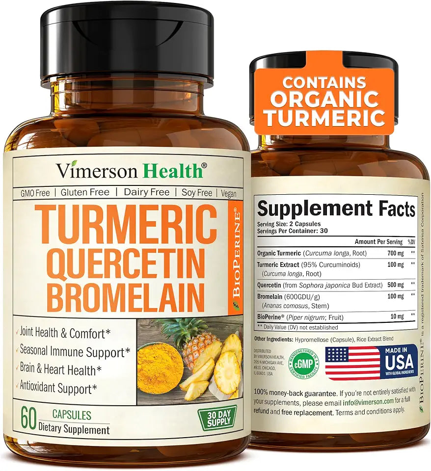Quercetin 500mg Bromelain Turmeric Curcumin Capsules E492395