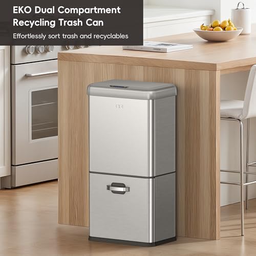 50L Dual Compartment Stainless Steel Motion Sensor Trash Can F5081