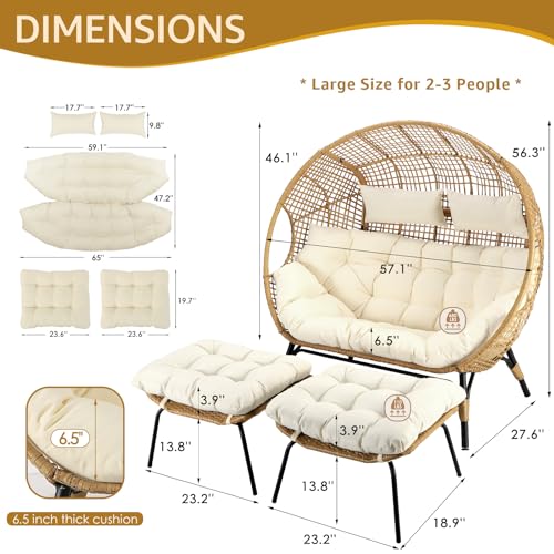 Oversized Double Egg Chair with Cushions P194559