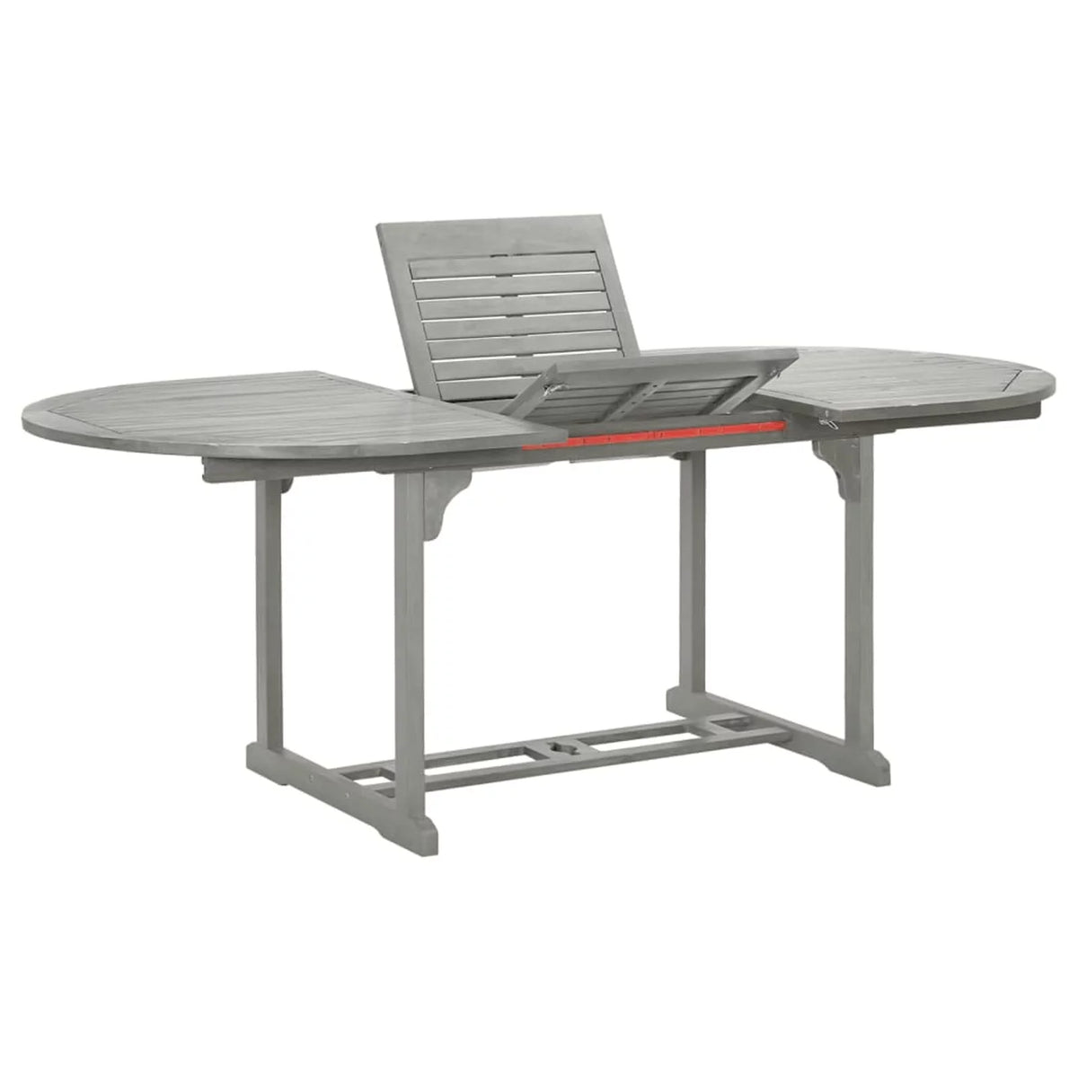 Gray Acacia Wood Extendable Oval Outdoor Dining Table with Umbrella Hole G311638