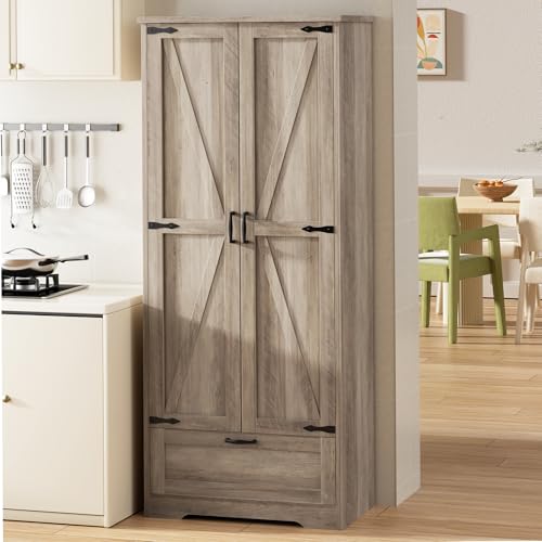 White Freestanding Storage Cabinet with 4 Shelves and 1 Drawer Z1727