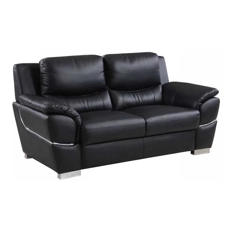 69" Modern Faux Leather Upholstered Loveseat in Black M425
