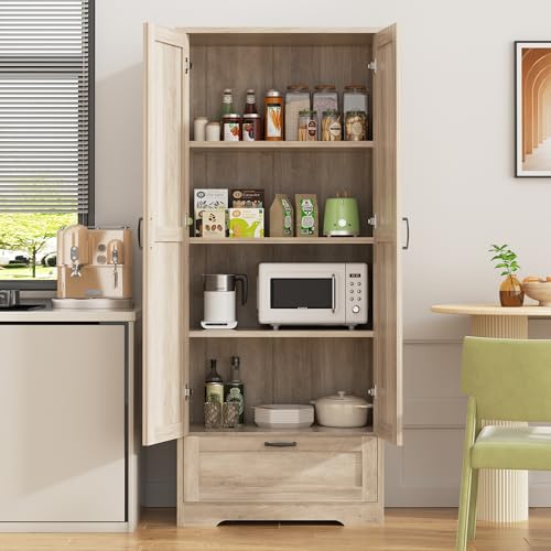White Freestanding Storage Cabinet with 4 Shelves and 1 Drawer Z1727
