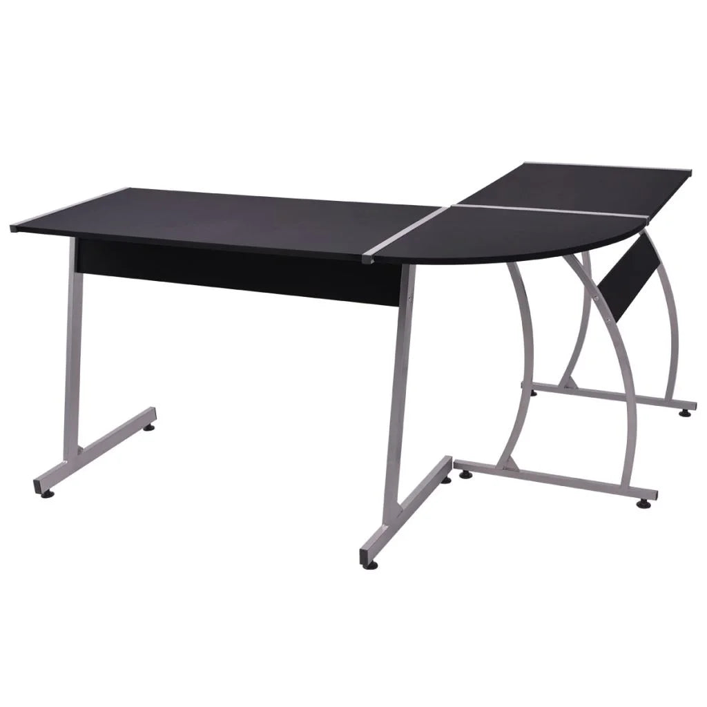Black L-Shaped Corner Desk with Storage Shelf R479