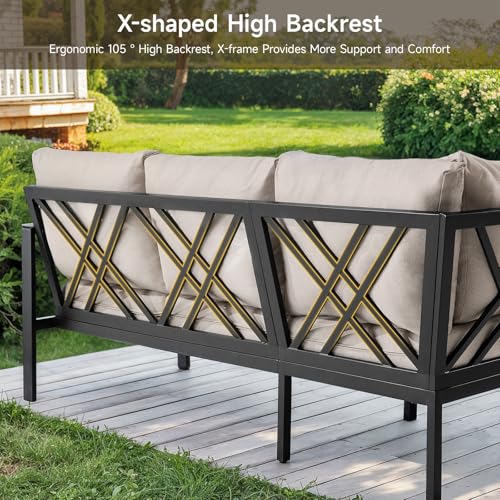 6-piece Metal Sectional Patio Furniture Set with Coffee Table T79991