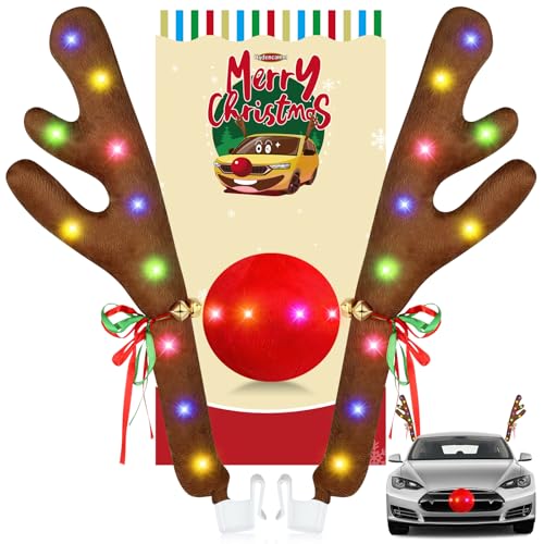 Car Reindeer Antlers & Nose with Lights X38225