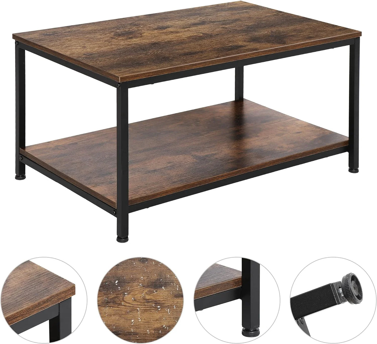 Industrial 2-Tier Coffee Table Rustic Brown K253