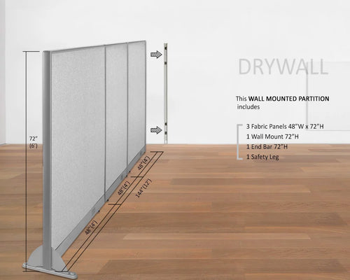 144"W x 72"H Wall Mounted Office Partition Room Divider K903