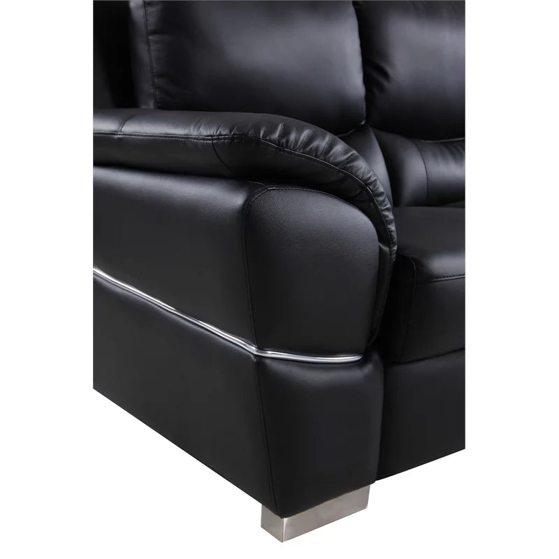 69" Modern Faux Leather Upholstered Loveseat in Black M425