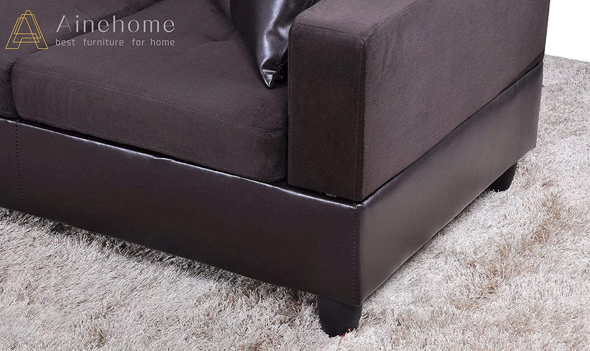 3 PCS L-Shaped Sectional Sofa Set with Storage Ottoman and Pillows L944