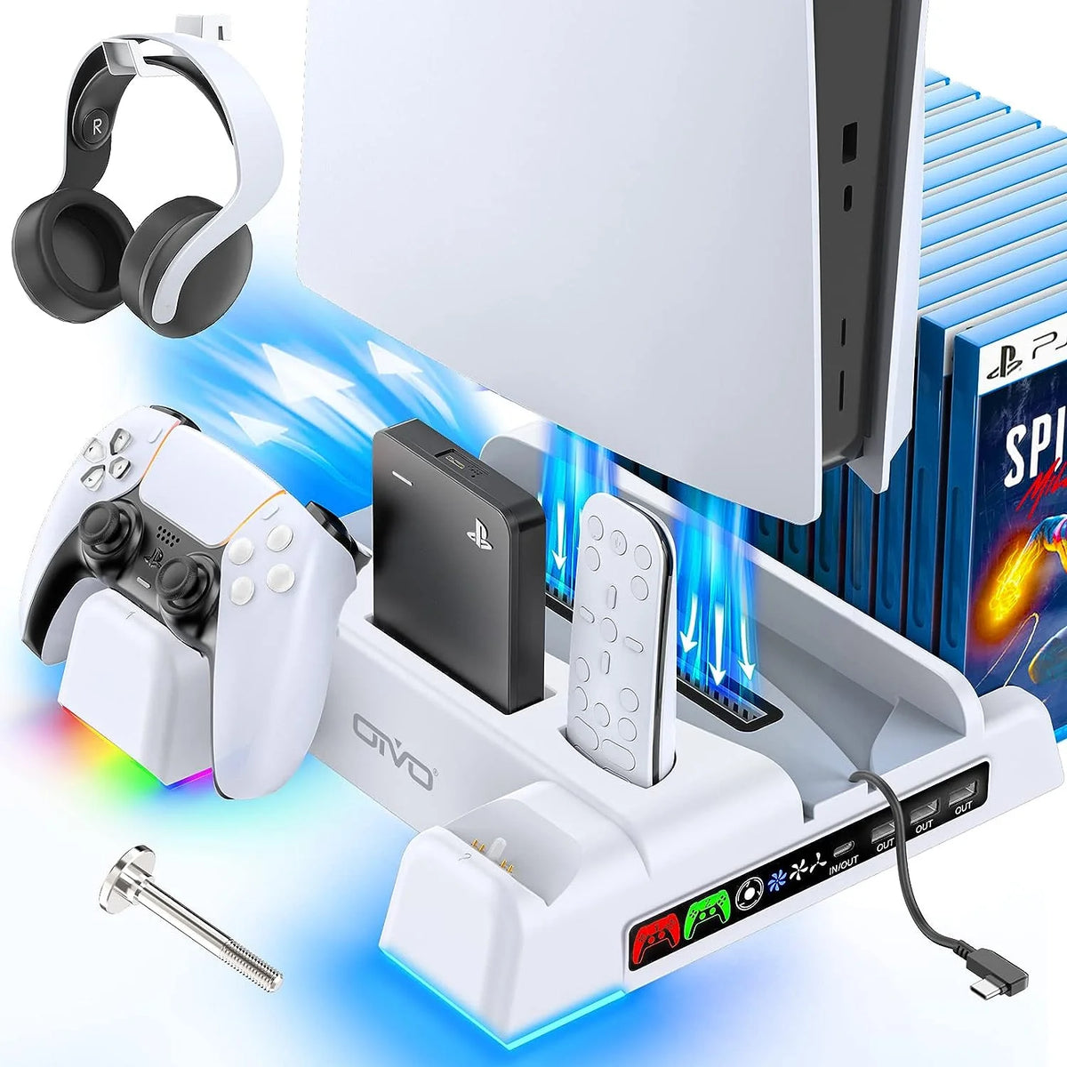 PS5 Stand and Cooling Station with RGB LED C2921