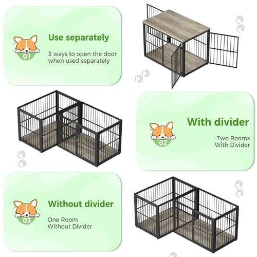 Brown Wooden Dog Crate Furniture TV Stand L107256