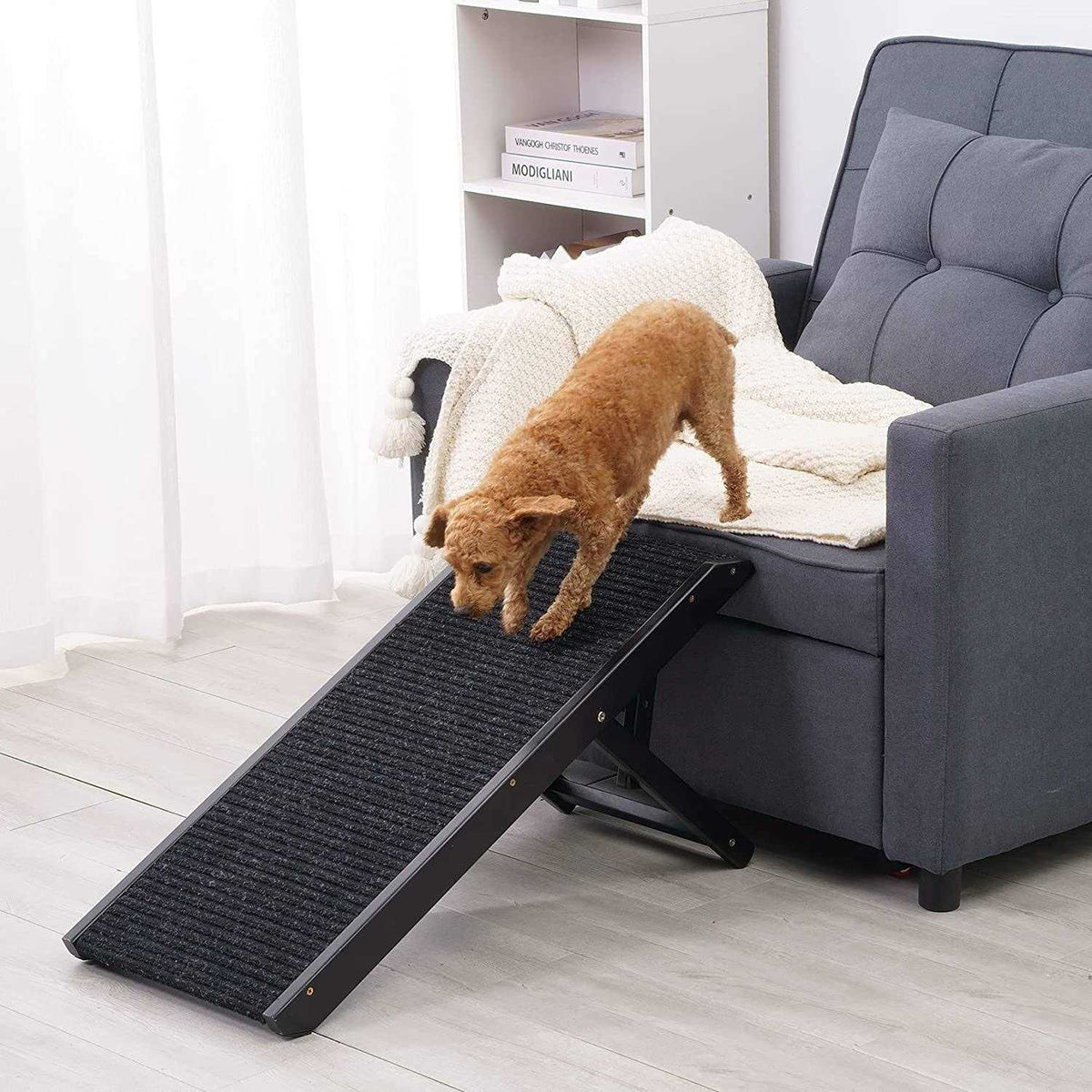 18 Tall Adjustable Wooden Folding Pet Ramp with Non Slip Carpet E377