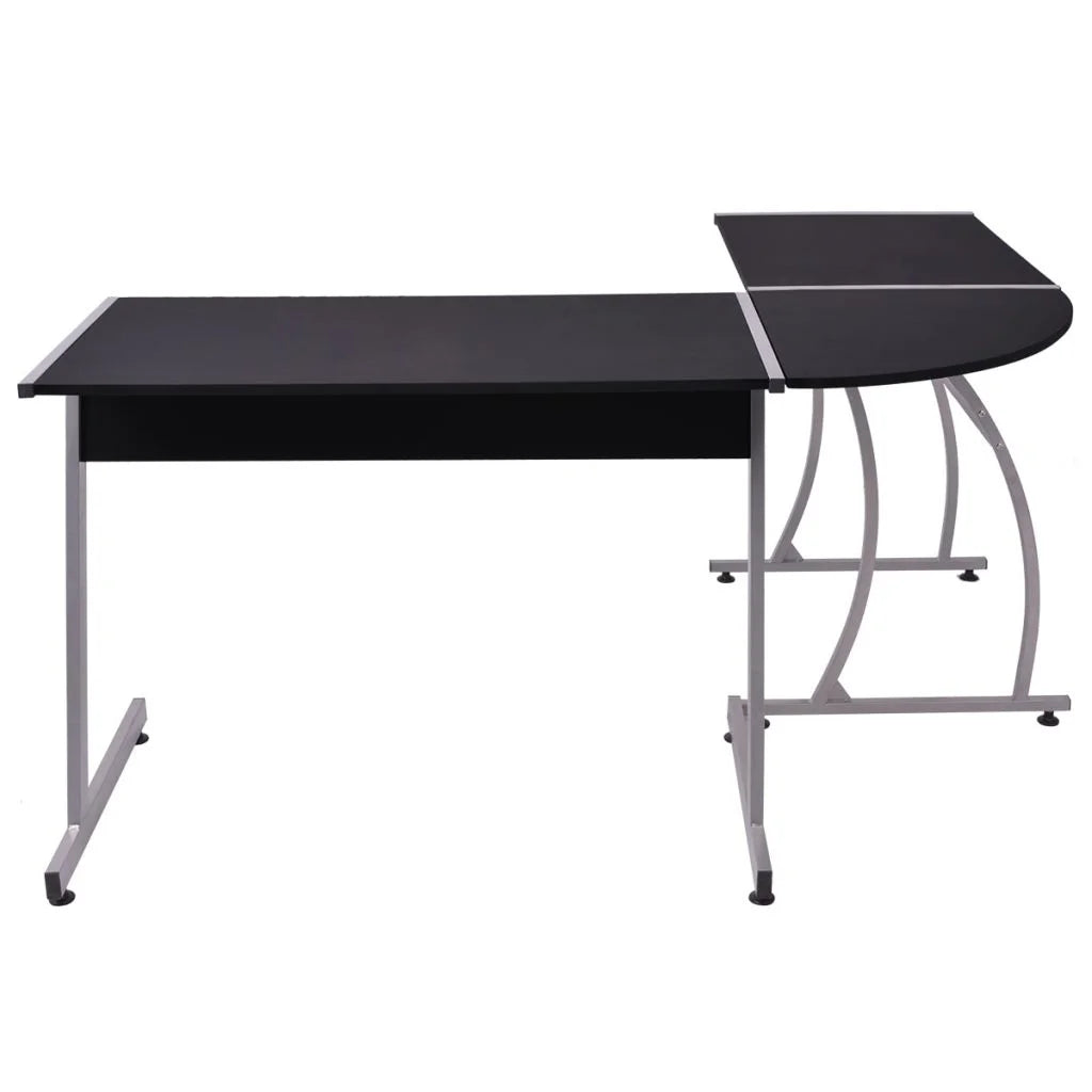 Black L-Shaped Corner Desk with Storage Shelf R479