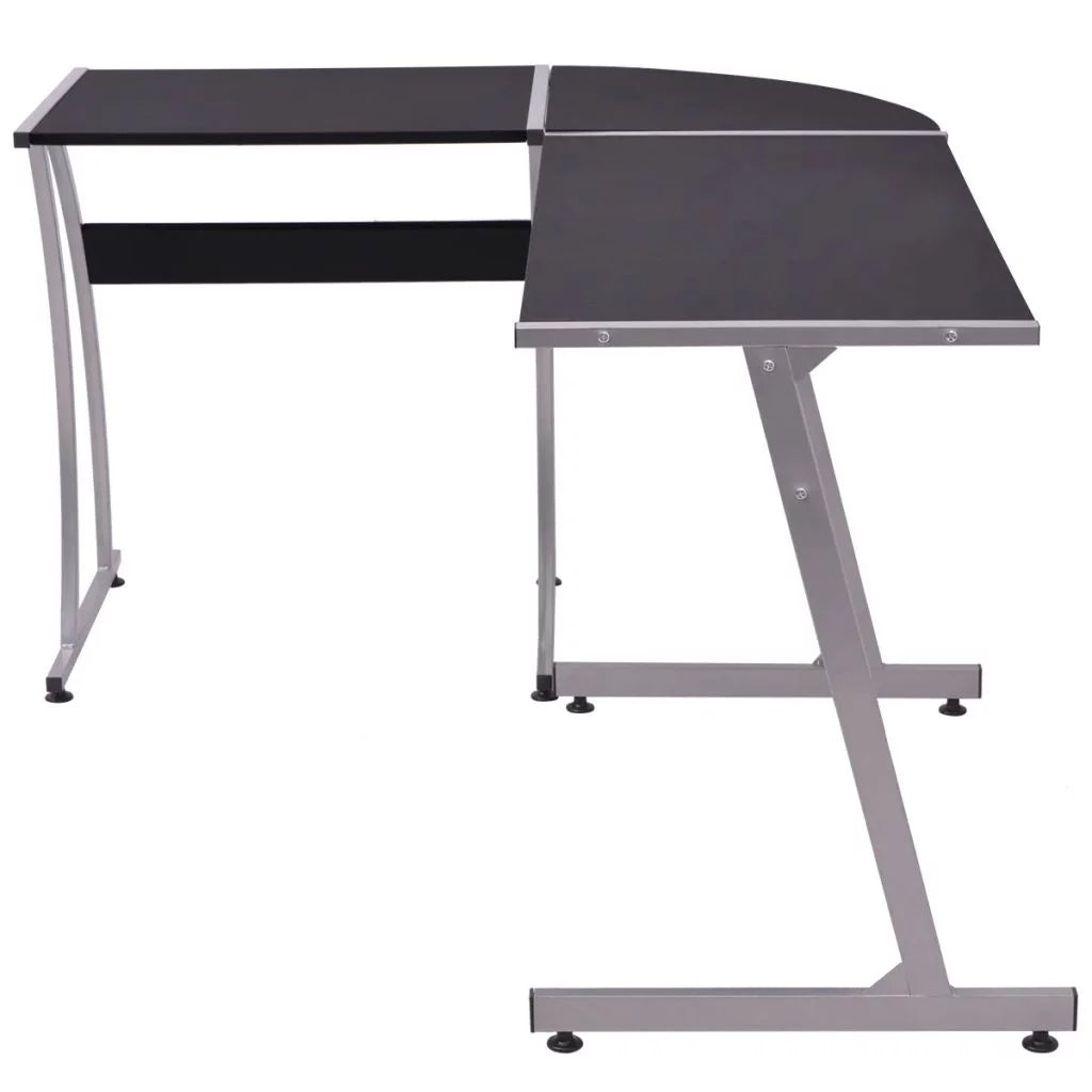 Black L-Shaped Corner Desk with Storage Shelf R479