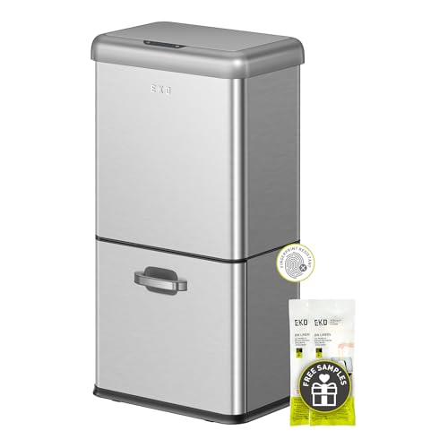 50L Dual Compartment Stainless Steel Motion Sensor Trash Can F5081