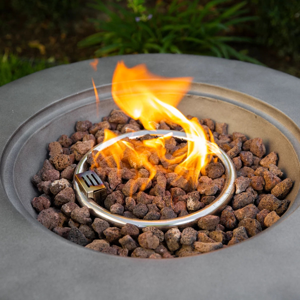 Propane Fire Pit with Lava Rocks Cover, 40,000 BTU, Dark Grey A649310