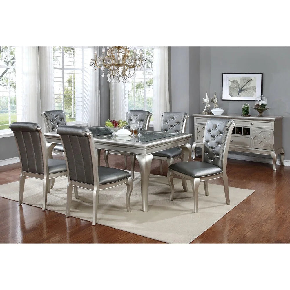 66-inch Glass Top Wood Dining Table J771315