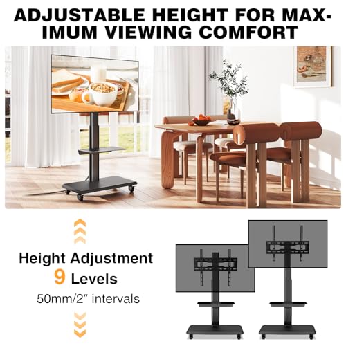 Rolling TV Stand for 32 to 70 Inch TVs with Wheels J508514