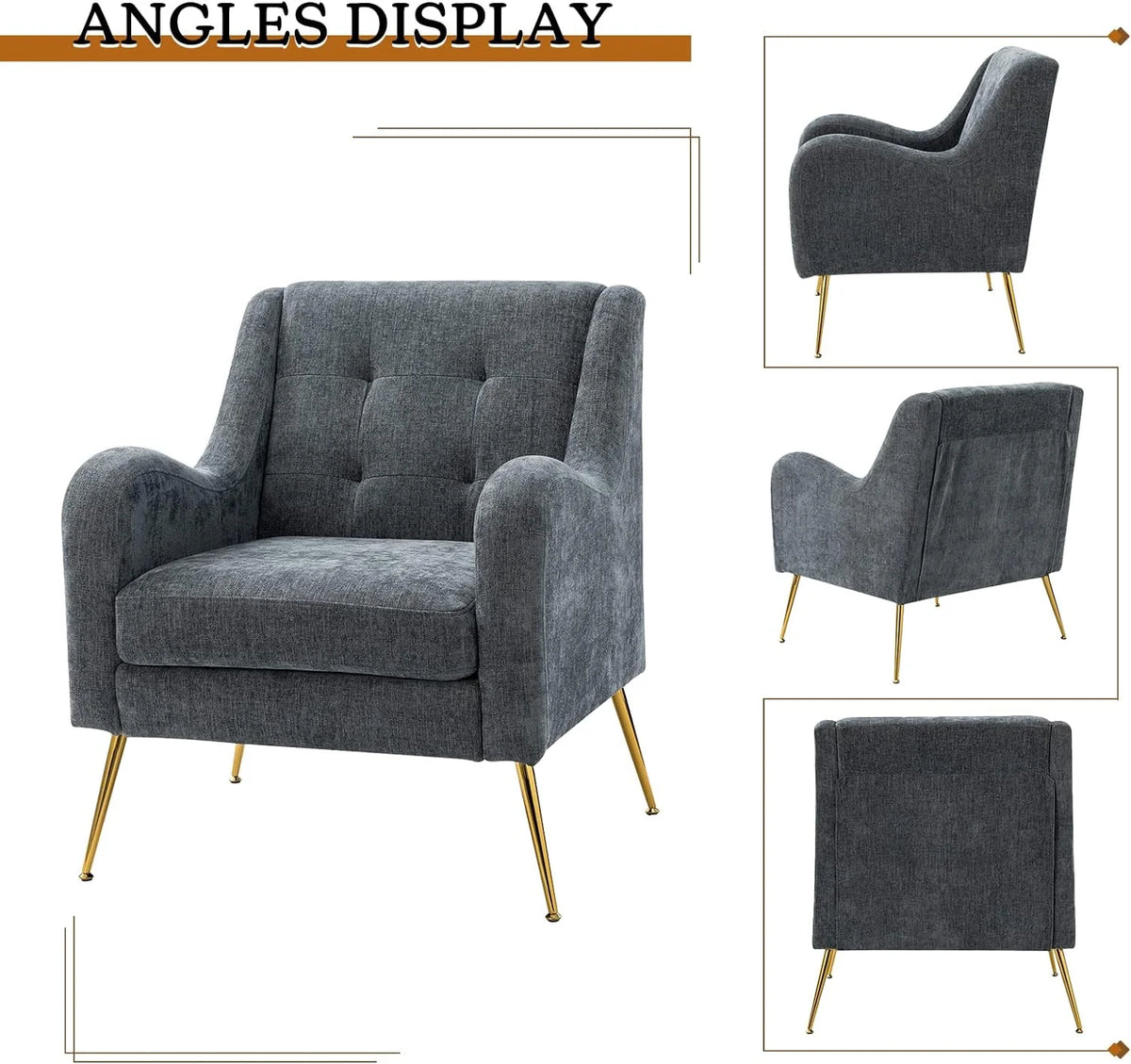 Navy Upholstered Armchairs Set with Removable Cushion F30417