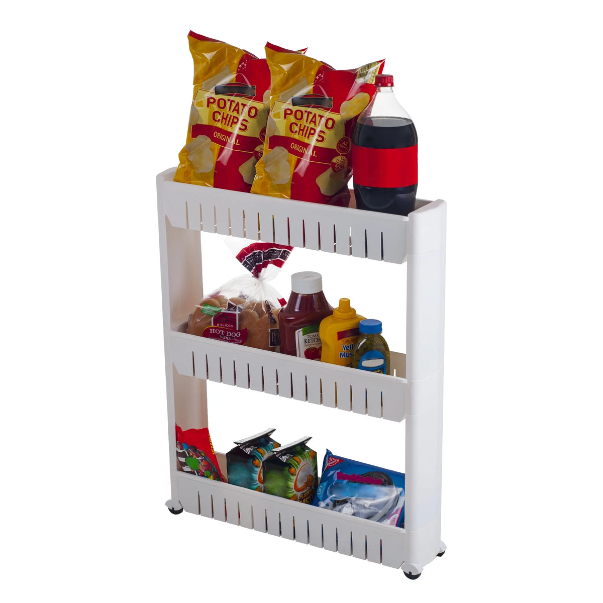 Portable Plastic Shelving Unit Organizer with 3 Storage Baskets N996