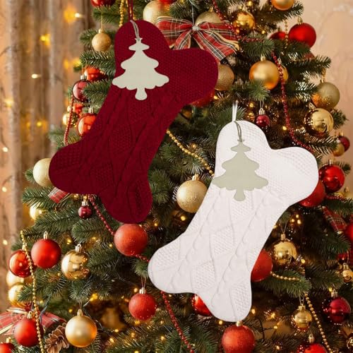 Knitted Dog Christmas Stocking 18 inch Bone Shape L45891