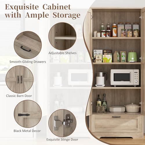 White Freestanding Storage Cabinet with 4 Shelves and 1 Drawer Z1727