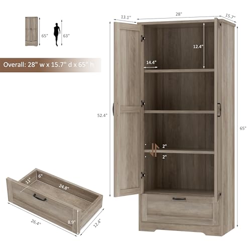 White Freestanding Storage Cabinet with 4 Shelves and 1 Drawer Z1727