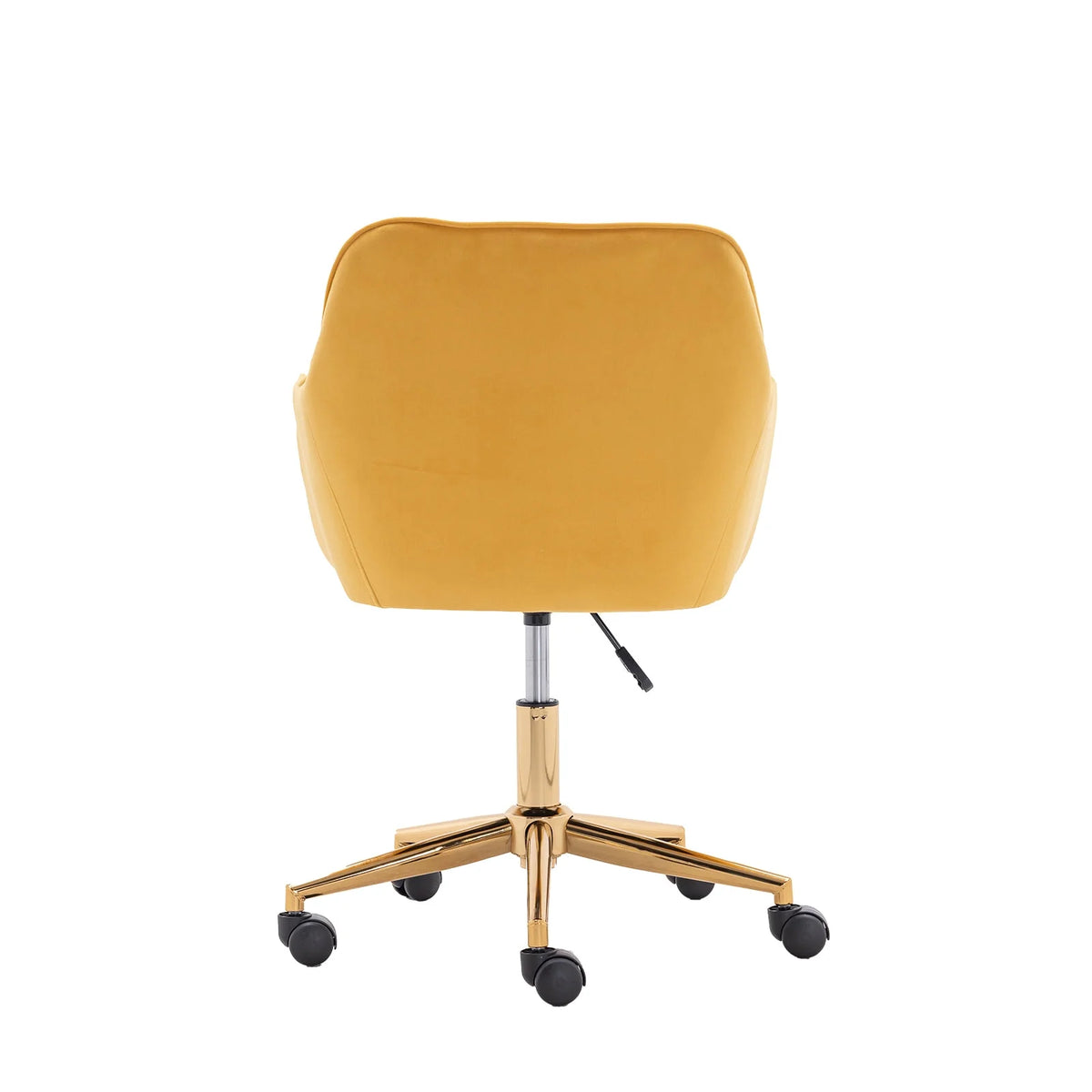 Yellow Velvet Adjustable Height Office Chair with Gold Metal Legs and Wheels N839