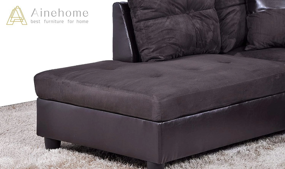 3 PCS L-Shaped Sectional Sofa Set with Storage Ottoman and Pillows L944