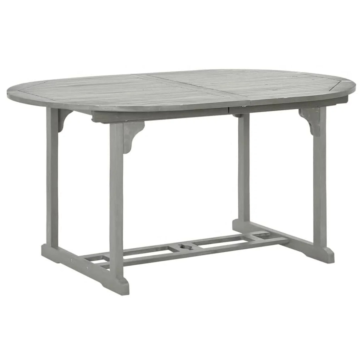 Gray Acacia Wood Extendable Oval Outdoor Dining Table with Umbrella Hole G311638