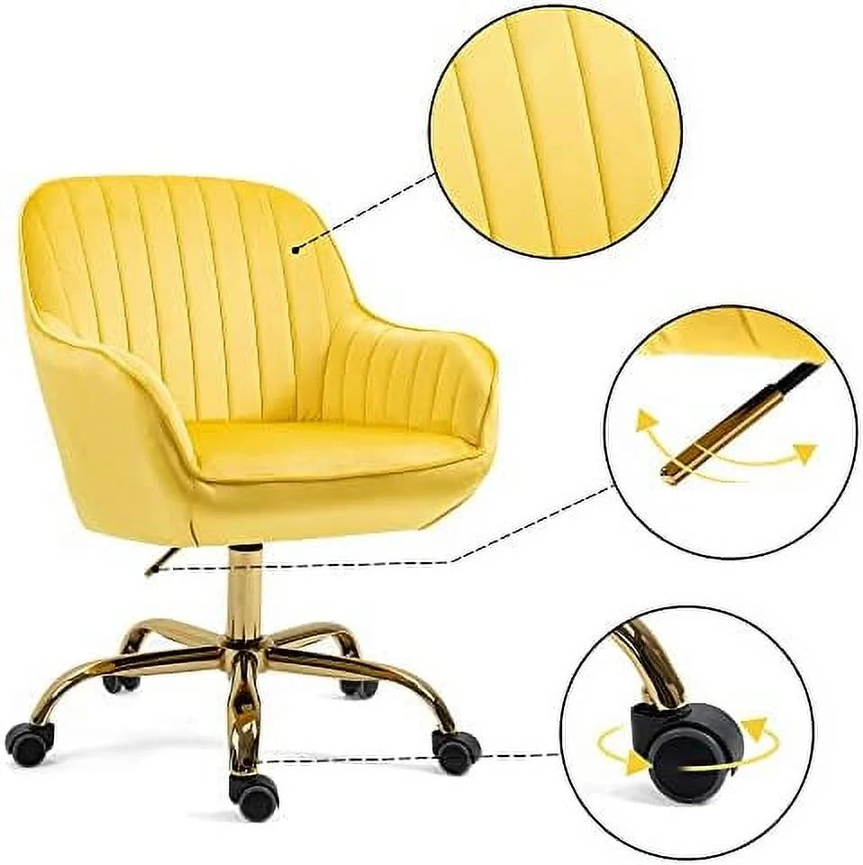 Beige Upholstered Boucle Swivel Desk Chair C662