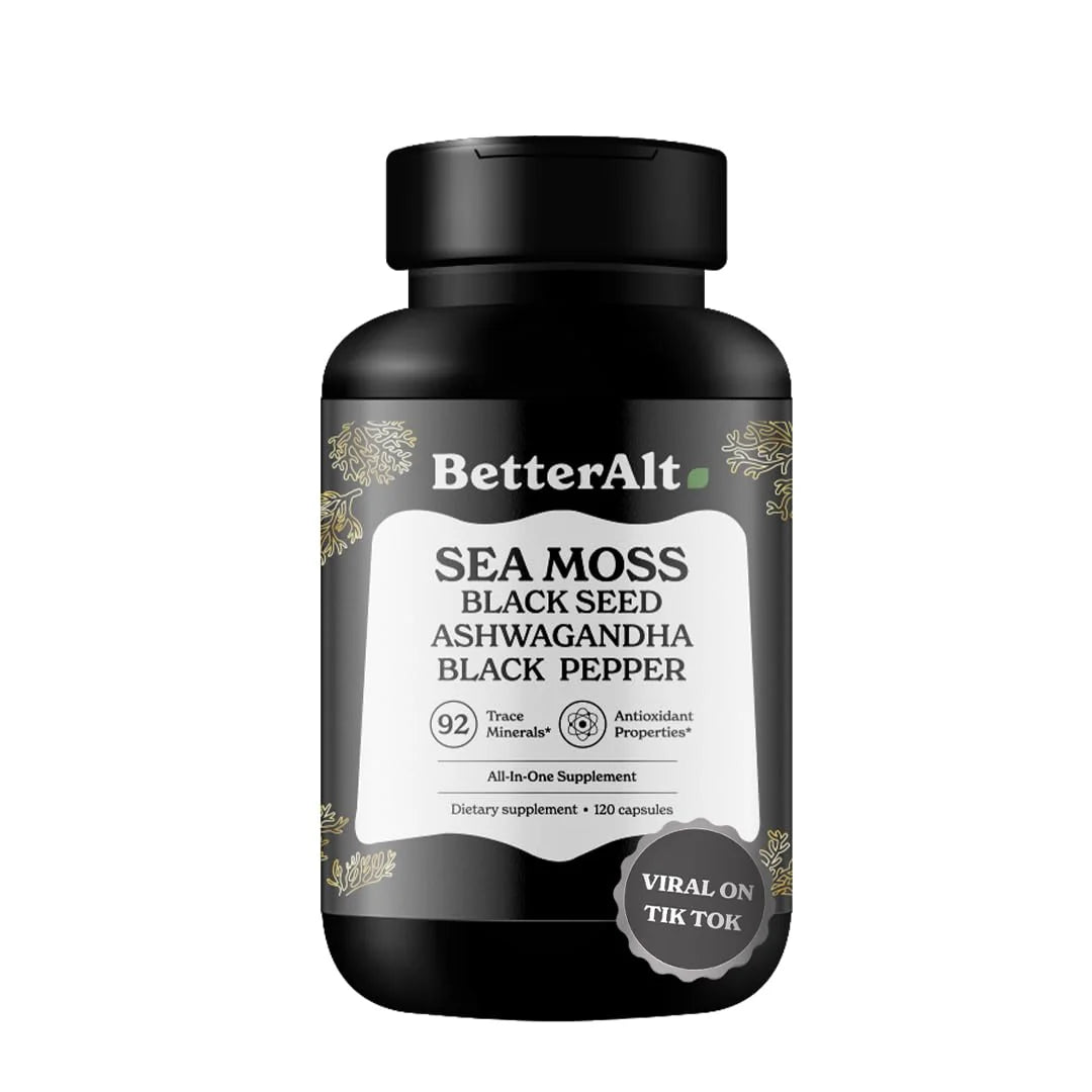 Sea Moss Capsules with Black Seed Oil, Ashwagandha & Black Pepper - 120 Capsules W613833
