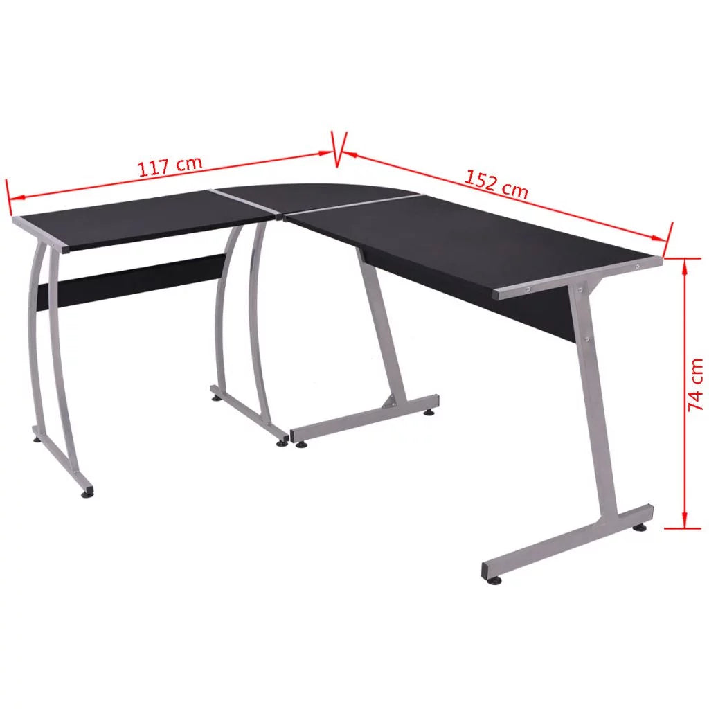 Black L-Shaped Corner Desk with Storage Shelf R479