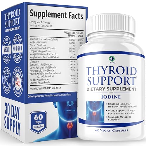 Iodine Thyroid Support Supplement with Vitamin B12 Zinc Selenium Ashwagandha C5379