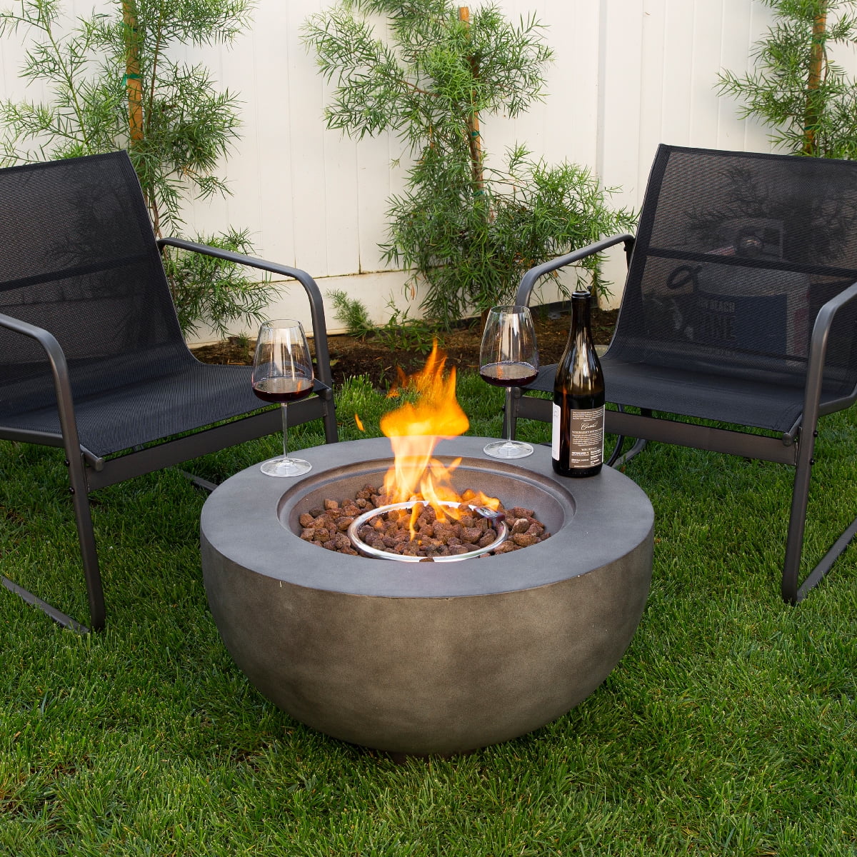 Propane Fire Pit with Lava Rocks Cover, 40,000 BTU, Dark Grey A649310