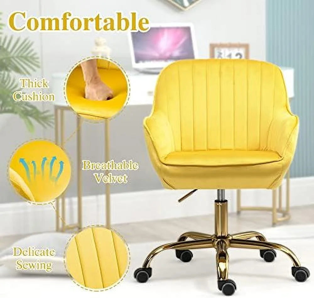Beige Upholstered Boucle Swivel Desk Chair C662