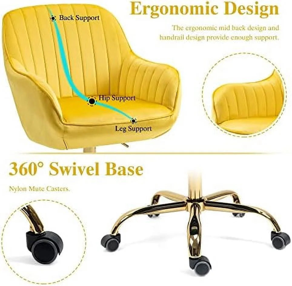 Beige Upholstered Boucle Swivel Desk Chair C662