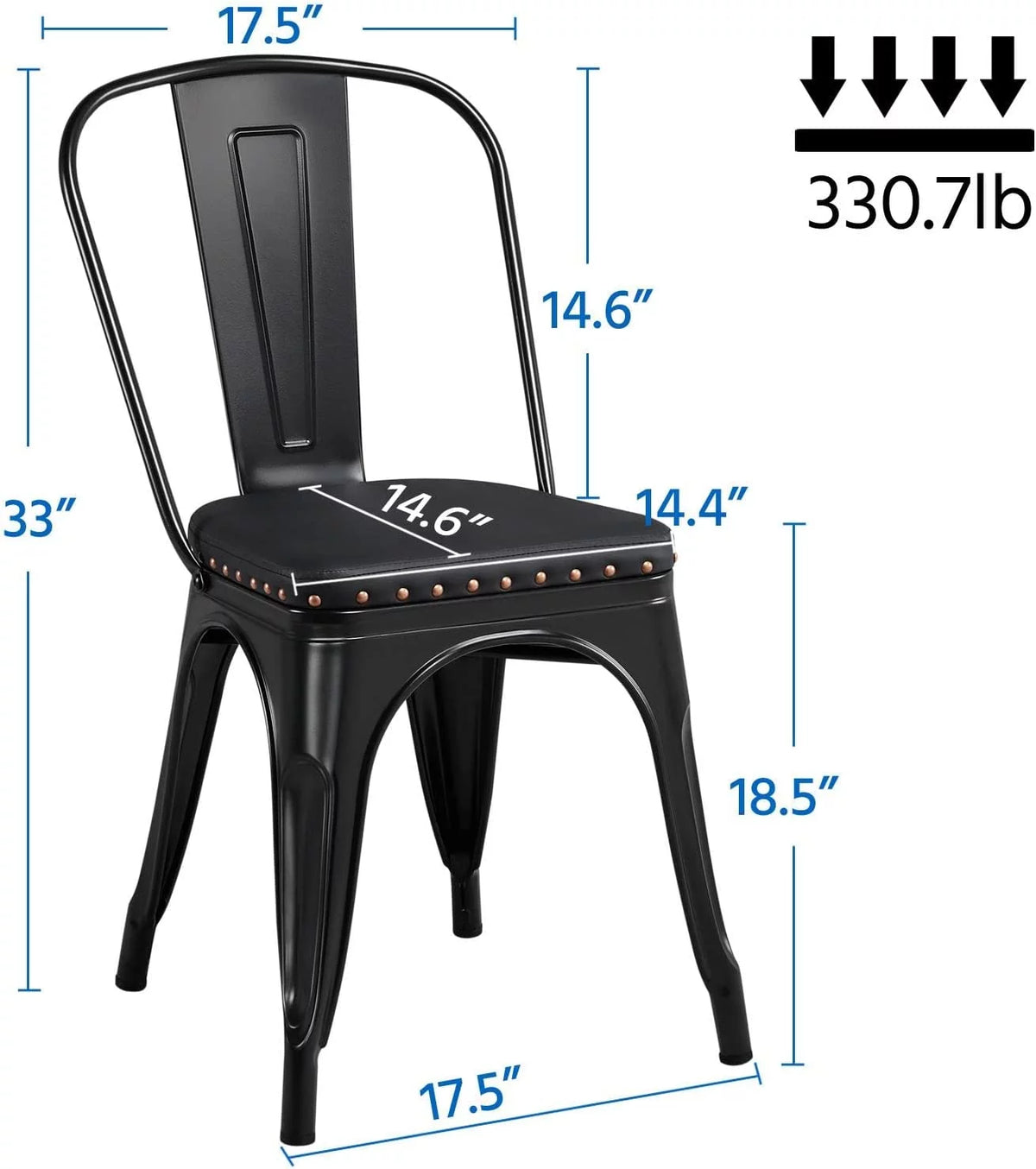 Black Metal Dining Chairs with PU Leather Seat W557402