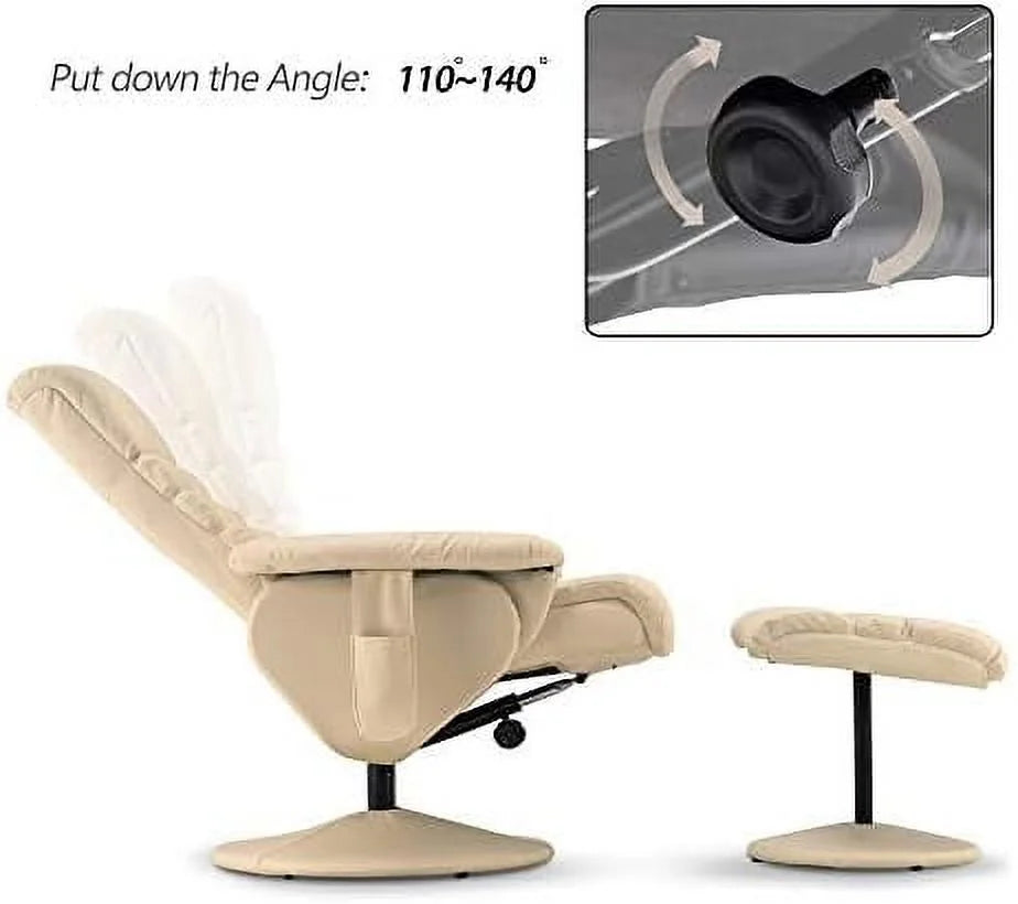 Dark Brown Faux Leather Recliner with Ottoman W5868