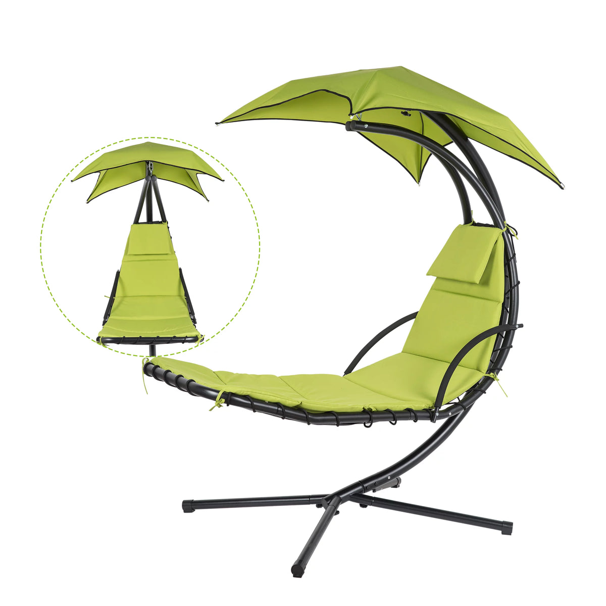 Hanging Chaise Lounge Chair Swing Hammock Chair Steel Green G88431