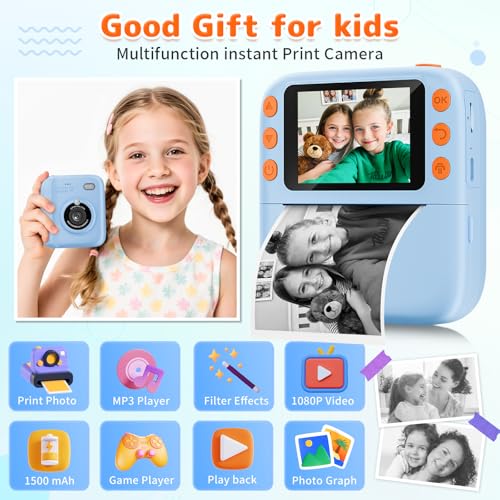 Pink Instant Print Camera for Kids with 32GB SD Card R851283