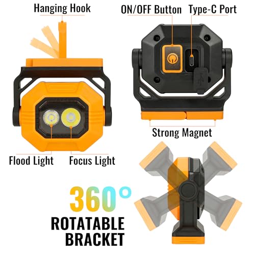 1500LM Portable COB Magnetic Work Light 2 PCS P60858