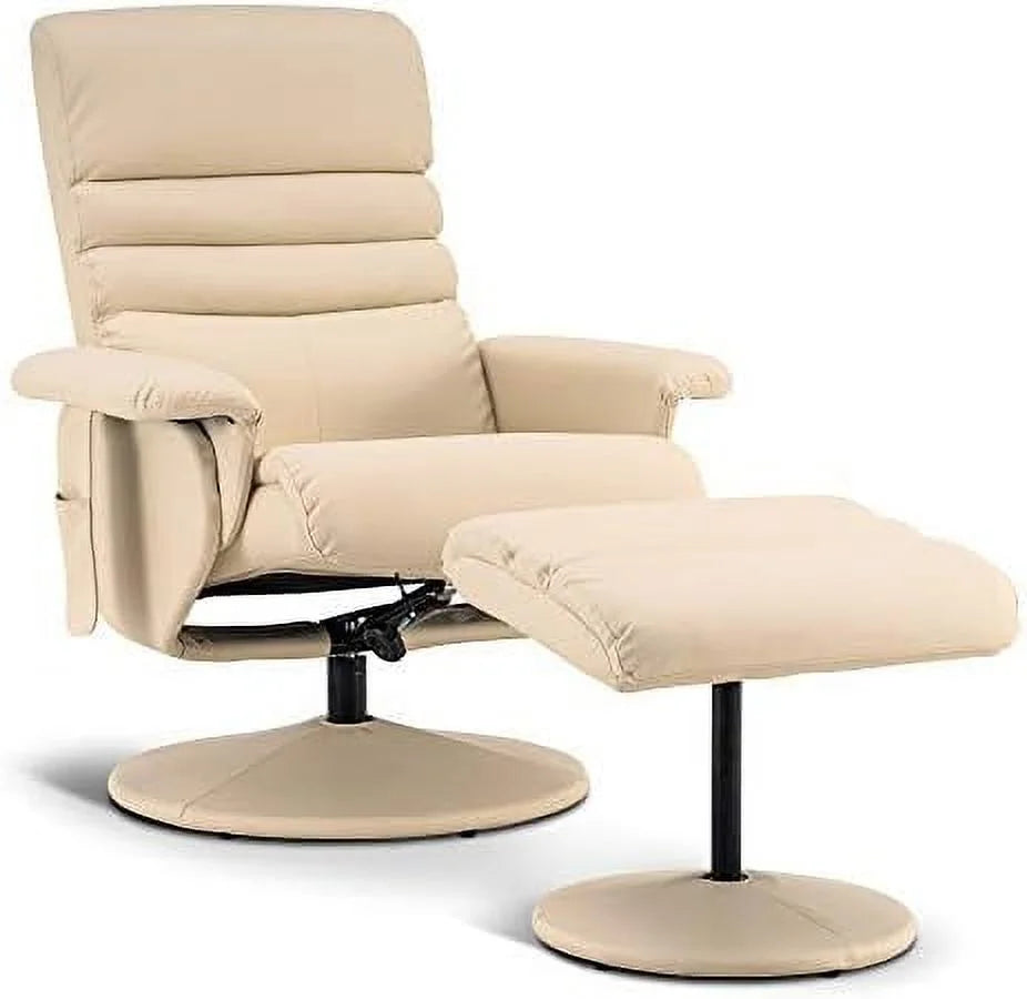 Dark Brown Faux Leather Recliner with Ottoman W5868