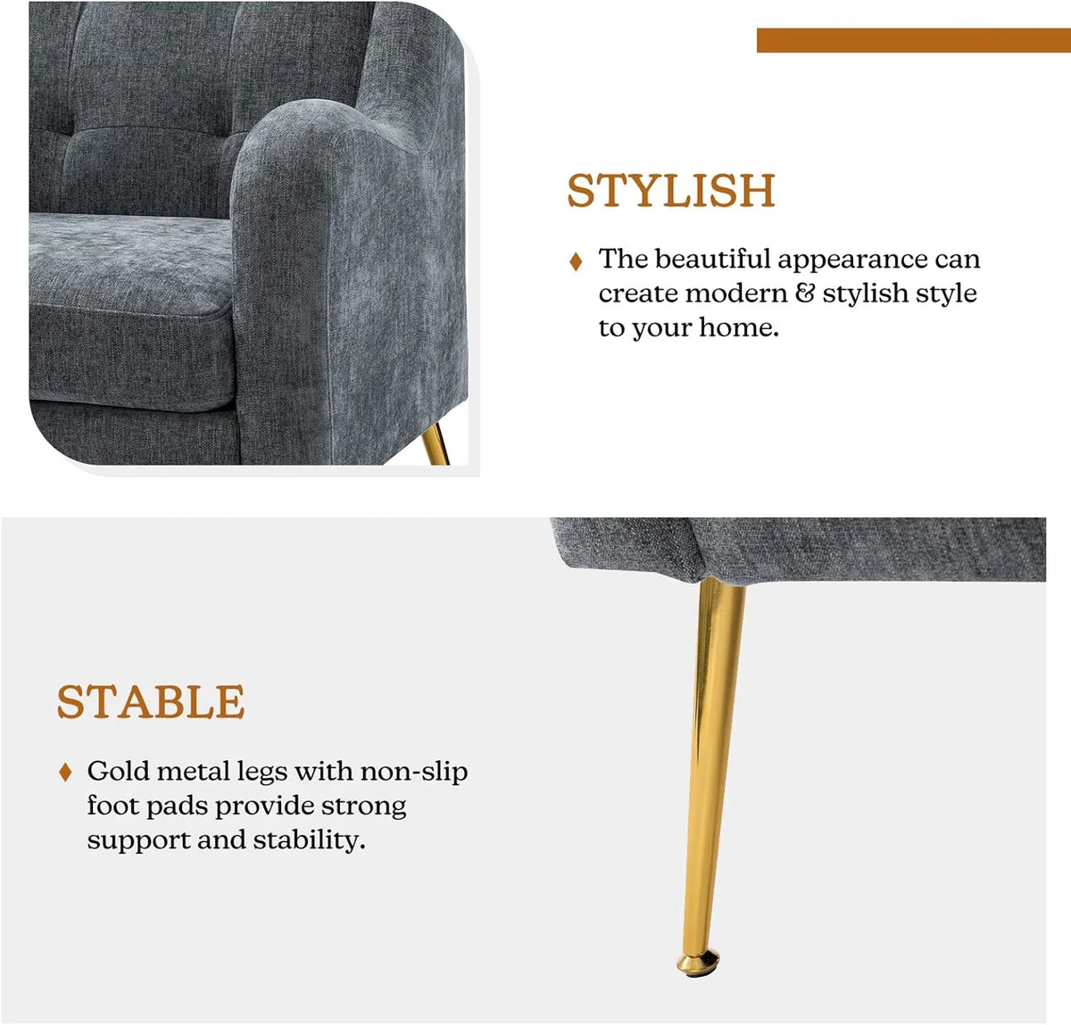 Navy Upholstered Armchairs Set with Removable Cushion F30417