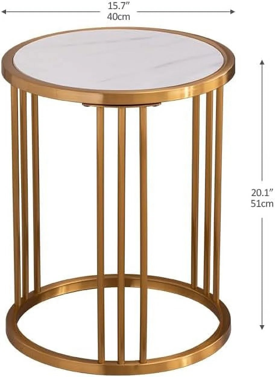 Round End Table with Golden Stainless Steel Frame H169
