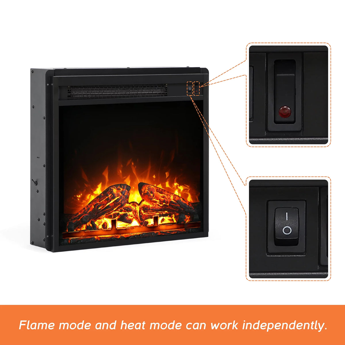 Black 70 inch Wood Fireplace TV Stand with 4 Storage E688