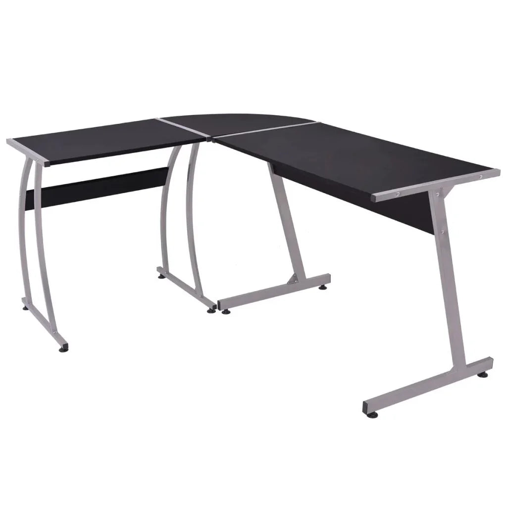 Black L-Shaped Corner Desk with Storage Shelf R479