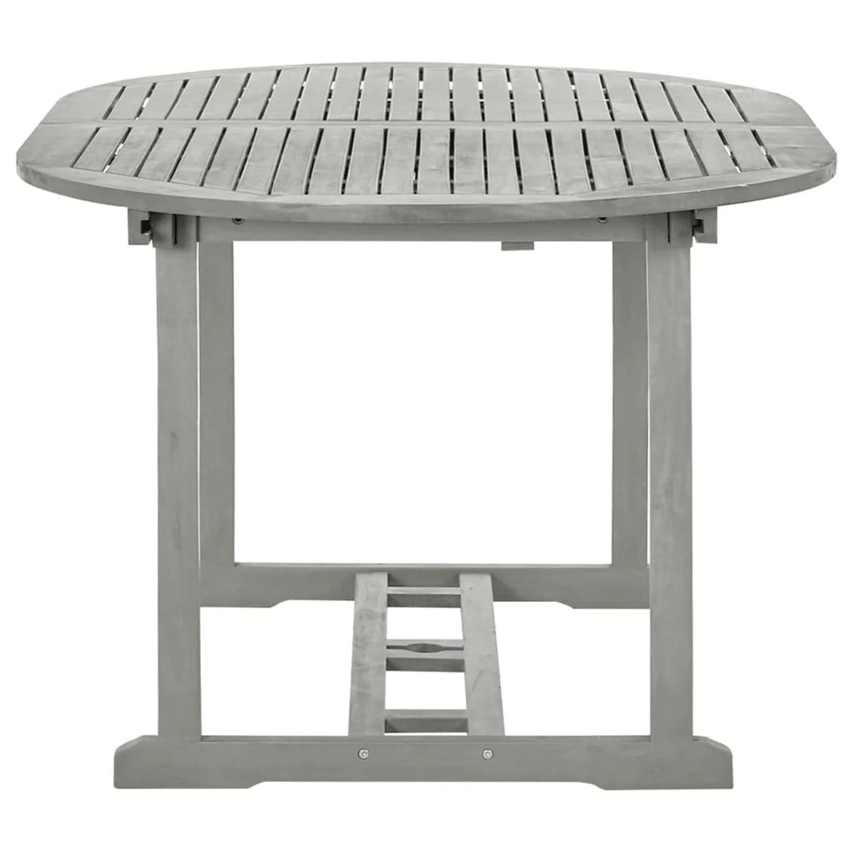 Gray Acacia Wood Extendable Oval Outdoor Dining Table with Umbrella Hole G311638