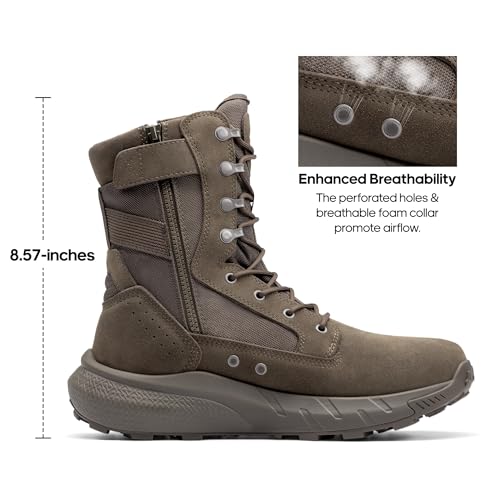 Men's Breathable Leather Tactical Work Boots T739507